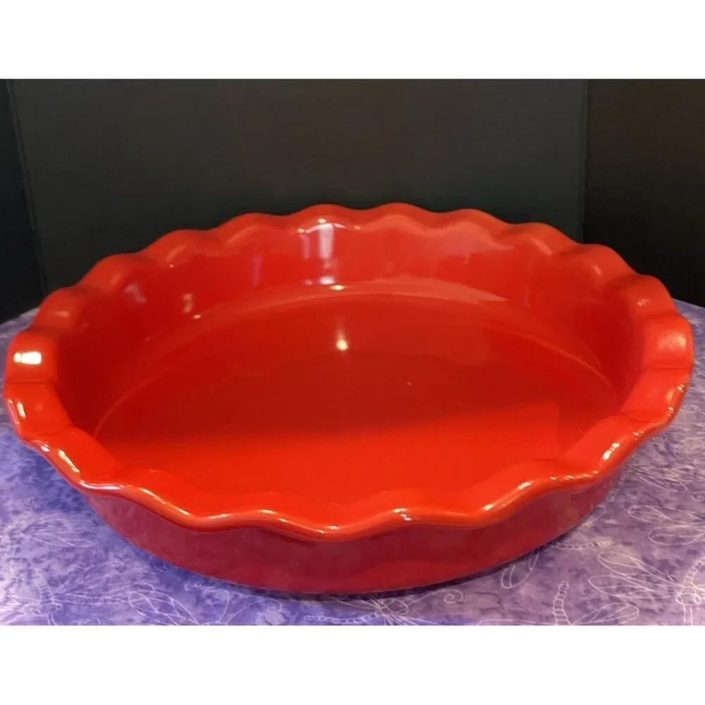 Pier 1 Imports Ovenware Red Scalloped Fluted Tart Quiche Pie Dish 10.5 Inch‎